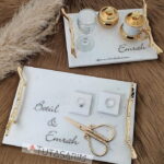 Mermer Görünüm Sade Tasarım 2'li Nisan Söz Tepsi Seti