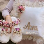 Çiçekli Taç Terlik Ve Yastık Lohusa Seti