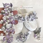 Mor Renk Kristal İnci Boncuklu Lohusa Seti