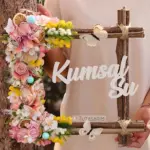 Pembe Çiçekli Kelebek Detaylı Ağaç Dalı Kapı Süsü