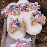 Pembe Tonları Kurdele Detaylı Lohusa Taç Terlik Bileklik