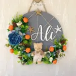 Canlı Yaz Renkleri Ayıcıklı Ahşap Pano Kapı Süsü