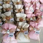 Pembe Krem Karışık İsim Yazılı Bebek Lavanta Kesesi