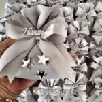 Gümüş Gri Yıldız Detaylı İsimli Bebek Lavanta Kesesi