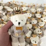 Kral Taçlı Papyonlu İsim Yazılı Bebek Hediyelik Ayıcık