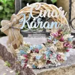 Ahşap Yuvarlak Çiçekli Hasır Kurdele Detaylı Kapı Süsü