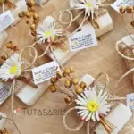 Papatya Çiçekli Hasır Süs Sabun Nişan Hediyeliği