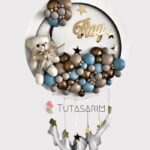 Bubble Ayıcıklı Tüylü Ahşap Pano Kapı süsü