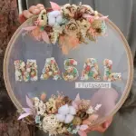 Çiçekli İsim Detaylı Kasnak Kapı Süsü