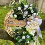 Beyaz Gül Doğa Teması Aile Kapı Süsü