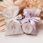 Lila Krem Resim İsimli Hediyelik Bebek Lavanta Kesesi