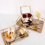 Kafes Tasarım Gül Ve Tüy Detaylı 2li Nisan Söz Tepsi Seti