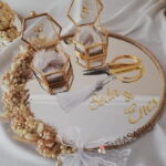 Yuvarlak Ayna Tasarım Damat Kahve Ve Söz Nişan Tepsisi Seti