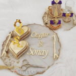 Pırlanta Detaylı Yuvarlak Cam 2'li Nişan Söz Tepsi Seti