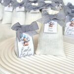 Kurdelalı İsim Yazılı Ayıcık Detaylı Erkek Bebek Lavanta Kesesi